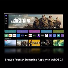 an image of a tv screen with the words brows popular streaming apps with webos 24