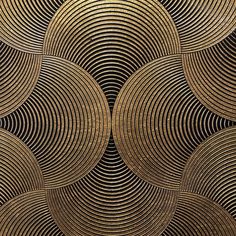 an art deco wallpaper with gold and black circles