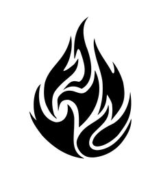 a black and white fire flame logo