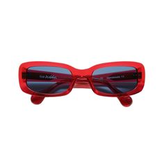 Lower version of the 70's inspired frame, Junior in a red color. Blue Carl Zeiss lenses with full UV protection. Comes in a glossy paperboard box and a faux leather case. Cleaning cloth included. Made by Sun Buddies MEASUREMENTS:54mm lens, 22mm bridge, 135mm temple Red Rectangular Sunglasses With Tinted Lenses, Red Rectangular Polarized Sunglasses, Red Rectangular Sunglasses With Gradient Lenses, Red Rectangular Sunglasses With Mirrored Lenses, Modern Red Rectangular Sunglasses, Red Rectangular Sunglasses With Uva Protection, Trendy Red Wayfarer Sunglasses, Vintage Red Sunglasses With Mirrored Lenses, Retro Red Sunglasses With Tinted Lenses