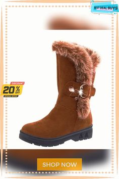 Casual Warm Winter Snow Boots Women Brown Closed Toe Mid-calf Winter Boots, Chic Flat Heel Martin Boots For Winter, Trendy Winter Mid-calf Closed Toe Boots, Trendy Winter Closed Toe Mid-calf Boots, Winter Boots With Flat Heel, Winter Snow Boots Women, Snow Boots Women, Winter Snow Boots, Boots Women