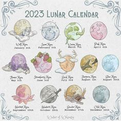 a calendar with different zodiac signs and dates