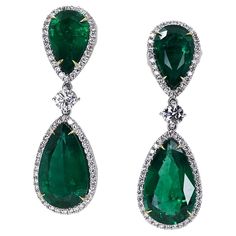 18k White gold earrings with 4 top gem quality pear shape GIA certified emeralds weighing 31.55 carats and 2.83 carats of collection color/clarity round brilliant diamonds. Emerald Drop Earrings, Emerald Earrings Drop, Silver Jewelry Fashion, White Gold Earrings, Emerald Earrings, Emerald Jewelry, Pear Shape, Pear Shaped, Dream Life