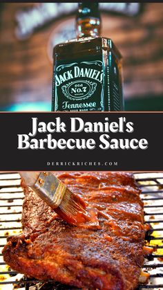 jack daniels barbecue sauce on top of ribs with the words jack daniels barbecue sauce above it