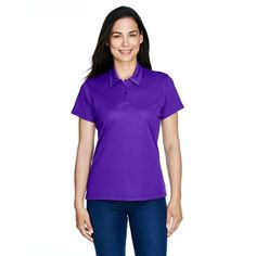 Team 365 Ladies' Command Snag Protection Polo - TT21W, Team 365, TT21W, SPORT PURPLE, XL, Polos, Cheap Womens Polo Shirts Bulk Wholesale;Moisture Wicking, 4.42 oz./yd2 / 150 gsm, 100% polyester snag-protection piqu with moisture-wicking, anti-microbial, UV protection performanc; Integrated collar stays; Side slits; Cationic dyes for superior brightness and excellent color-fastness Gender: female.  Age Group: adult. Blank Apparel, Purple Outfits, Collar Stays, Polo Sport, Fabric Collars, Polo Shirt Women, Sleeves (women), Button Placket, Uv Protection