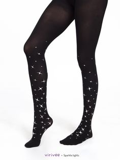 ► ► Superb quality black opaque tights with GLOSSY silver star print on the lover legs. Please note, that the print might be damaged on the sole when you wear the product but this will NOT shorten the life of the tights. ❤️❤️❤️ Subscribe and get 15% instant discount in my Etsy shop! http://bit.ly/virivee-discounts Don't miss out! Few letters per year, no spam, unsubscribe anytime. ►► SIZES S-M-L-XL-2XL-3XL-4XL sizes available. Please check the size chart (it is the last picture), as it could be Stretch Winter Hosiery For Party, Stretch Hosiery For Winter Parties, Black Winter Party Legwear, Black Legwear For Winter Party, Black Stockings For Night Out In Winter, Black Legwear For Party In Winter, Winter Party Tights, Thigh High Hosiery For Winter Parties, Black Winter Party Stockings