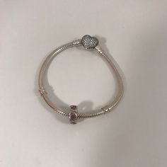 Never Worn Children’s Pandora Bracelet With Pave Crystal Heart Clasp And One Pink Enamel Silver Heart Charm Authentic Pandora Pandora Silver, Pink Enamel, Pandora Bracelet, Silver Enamel, Crystal Heart, Pandora Jewelry, Silver Heart, Heart Charm, Women Jewelry