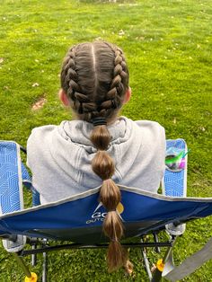 #sportshairstyle #hair #braids Two Braids Into Bubble Braids, Dutch Braid Into Bubble Braid, French Braids Into Bubble Braids, Dutch Braids Into Bubble Braids, Tournament Hairstyles, Dutch Braids Into Ponytail, How To Do Bubble Braids, Summer Camp Hairstyles, Wrestling Hairstyles