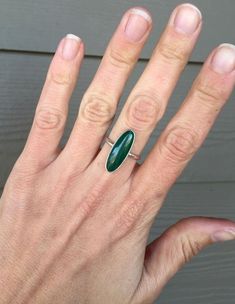 Minimalist Elongated Emerald Green Malachite Sterling Silver Statement Ring | Malachite Ring | Silver Ring | Gifts for Her | Elegant Ring by GildedBug on Etsy Oval May Birthstone Rings For Everyday, Minimalist Oval Gemstone Jewelry, Modern Green Oval Cabochon Jewelry, Modern Oval Green Jewelry, Modern Green Cabochon Jewelry, Oval Green Jewelry With Polished Finish, Minimalist Green Emerald Ring With Polished Finish, Minimalist Everyday Jewelry With Cabochon, Minimalist Everyday Cabochon Jewelry