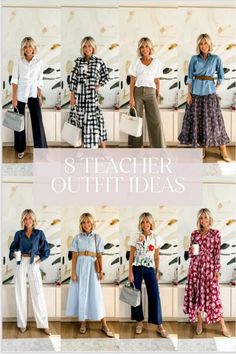 Teacher outfit ideas that can take you through fall as well! I am wearing an XS in most of these pieces! They are great options for the office too. Fall Teacher Outfits 2024, Teacher Wardrobe Essentials, England Outfits, Teacher Outfits Dresses, Teacher Outfit Ideas, Teacher Work, Teacher Outfits Fall, Teacher Fits, Teacher Wardrobe