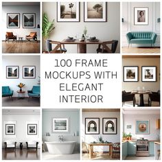 a collage of photos with different frames and furniture