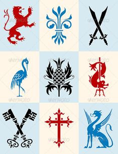 Heraldic Symbols, Scottish Quotes, Egypt Concept Art, Graphic Design Sketchbook, Cool Symbols, Design Sketchbook, Logo Idea, Banner Printing