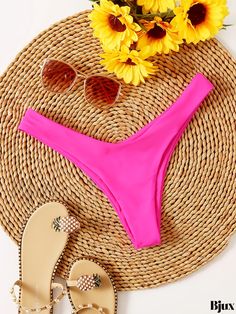 Bjux - Magenta Halter Neck Bikini Set: Tie-Back, Backless, High Cut, Stretchy Two-Piece Swimsuit - Womens Swimwear & Clothing Swimwear Outfit, High Cut, Tie Backs, Halter Neck, Women Swimsuits, Womens Swimwear, Knit Fabric, Collar Styles, Two Piece