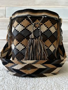 Diamond Crochet, Geometrical Pattern, Bucket Bags, Boho Crochet