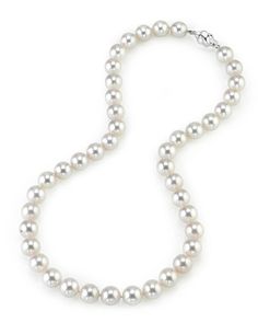 This is a one of a kind first for The Pearl Source. A rare gorgeous Japanese white Akoya pearl necklace features 11-11.8mm AAA quality pearls. This strand was hand-picked for their radiant luster and overtones.
This strand comes with an official GIA Certificate detailing the classification report and values of the strand.
This necklace can be customized to your specifications, and comes packaged in a beautiful jewelry gift box with a complementary pearl care kit. Fine Jewelry Single Strand Pearl Necklace For Anniversary, Formal Fine Jewelry Pearl Necklace With Round Beads, Fine Jewelry Anniversary Pearl Necklace, Formal Round Beads Pearl Necklace Fine Jewelry, Anniversary Single Strand Pearl Necklace, Elegant Akoya Pearl Jewelry With Sterling Silver Clasp, Fine Jewelry Single Strand White Pearl Necklace, Luxury White Pearl Necklace With Sterling Silver Clasp, Akoya Pearl Jewelry With Sterling Silver Clasp