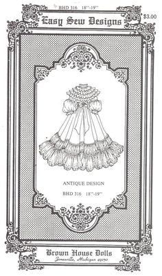 the front cover of an antique sewing pattern for a dress with ruffles and lace