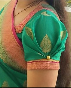 Blouse Design Ideas, Blouse Design Latest, Simple Saree Blouse Designs, Full Sleeves Blouse, Green Blouse Designs