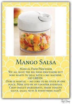 the manual for making mango salsa is shown in this image, with instructions on how to use it