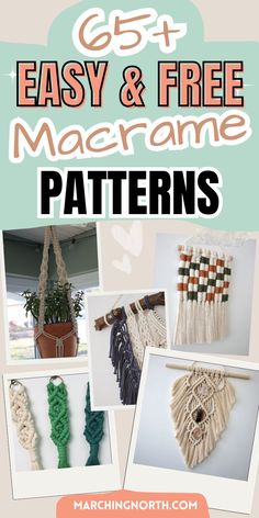 the cover of an easy and free macrame pattern book with pictures of macrames