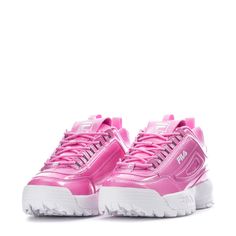 Turn heads in this popular '90s style sneaker. Featuring a padded collar and tongue, fabric lining, and a lightweight EVA midsole, the FILA Disruptor 2 Women's shoes dominate attention and deliver supreme style. Leather and synthetic upper. Embroidered logos. Padded Collar and tongue. Lightweight EVA midsole. Molded rubber outsole for durable traction. Imported. Pink Low-top Chunky Sneakers With Rubber Sole, Pink Low-top Platform Sneakers With Rubber Sole, Fila Disruptor 2, Pink Lace-up Platform Sneakers With Rubber Sole, Fila Disruptor Ii, Pink Non-slip Synthetic Slippers, Fila Disruptors, Fila Disruptor, Lady Slipper