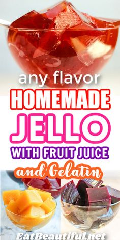 homemade jello with fruit juice and gelatin