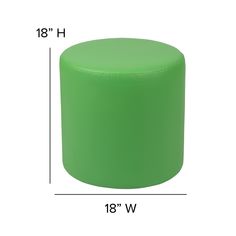 a green stool is shown with measurements for the height