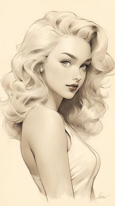 a drawing of a woman with blonde hair