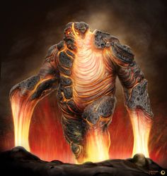 an image of a creature with flames coming out of its body and hands on it's back