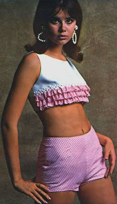 Short shorts and Angel tops early 1960s 1960s Fashion Pants, Colleen Corby, Midriff Top, Fashion 1960s, 1960's Fashion, Swinging Sixties, Sixties Fashion, Those Were The Days, The Sixties