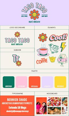 Colorful and playful brandboard template Canva Aesthetic Brand Packaging, Color Combinations For Logo Design, Chic Packaging Design, Funny Branding, Brandbook Design, Canva Templates Free, Canva Color Palette, Playful Graphic Design, Cute Branding