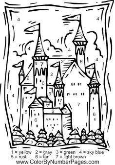 a castle with numbers on it coloring page