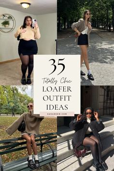 Looking for chic loafer outfit ideas? Discover how to style chunky loafers for a preppy, elegant, and trendy vibe that’s perfect for school, work, or the office. From cute and comfy to cozy and chic, these loafer looks are ideal for fall, winter, and spring. Think vintage-inspired, black, flat loafers paired with neutral tones for a timeless touch. Get inspired by these versatile, season-ready styles that blend casual and workwear in the most effortless way! Style Platform Loafers Women, Heeled Penny Loafers Outfit, Tights Socks And Loafers, Bodycon Dress With Loafers, Beige Suede Loafers Outfit, Styling Womens Loafers, Loafer Jeans Outfits Women, Stuart Weitzman Loafers, Loafers For Petite Women Outfit