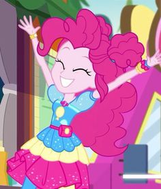 the pinkie is dancing with her hands in the air