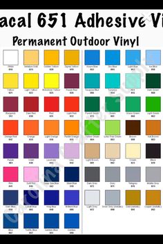 the color chart for an outdoor vinyl