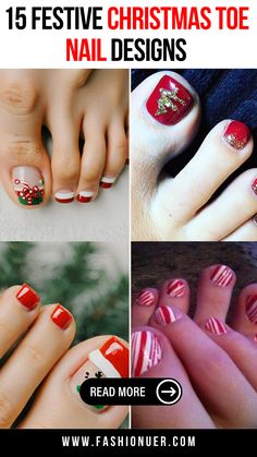 Step into the holiday spirit with creative Christmas toe nail designs. Try glittery red and green patterns, subtle snowflake art, or bold holiday-themed designs. These festive pedicures add charm to your look, ensuring you’re ready for any celebration from head to toe. Red And Silver Pedicure, Toes For Christmas, Festive Toenails, Christmas Toenails Designs Toe, Candy Cane Pedicure, Christmas Toes Designs, Pedicure Christmas Ideas, Christmas Toe Nails Designs, Christmas Toe Designs