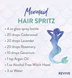 Mermaid Hair Essential Oils Recipe, Mermaid Essential Oil Blend, Mermaid Spray Essential Oils, Mermaid Hair Spray Essential Oils, Mermaid Hair Essential Oils, Mermaid Hair Spray, Mermaid Spray, Mermaid Oil, Magick Oil