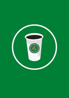 a cup of coffee on a green background