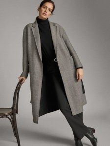 Herringbone Coat Women, Chique Outfit, Herringbone Coat, Grey Coat, Winter Coats Jackets