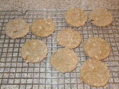 some cookies are cooling on a wire rack