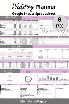 the wedding planner spreadsheet for google sheets and tabs