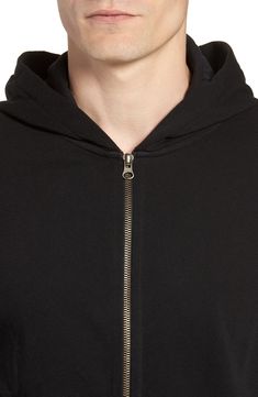 A sleek, modern-fit zip hoodie knit from soft French terry cotton is a go-to essential for regular casual wear. 26 1/2" length (size Medium) Front zip closure Ribbed cuffs and hem Split kangaroo pockets 100% cotton Machine wash, tumble dry Imported Raglan Hoodie, French Terry Hoodie, Mens Activewear, Black Fits, Full Zip Hoodie, Modern Fit, Black Hoodie, French Terry, Zip Hoodie