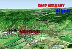 an animated map of germany showing the location of several major towns and roads in different directions