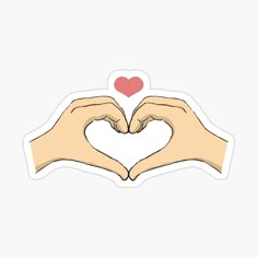 two hands making a heart shape with their fingers sticker on a white background illustration