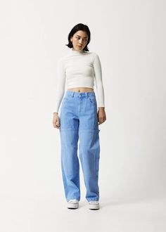 Afends Womens Polar Moss - Denim Carpenter Jeans - Faded Arctic Hemp Fashion, Workwear Jeans, Utility Style, Utility Pants, Carpenter Jeans, Female Model, Body Measurements, Lifestyle Brands, Denim Pants