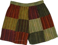 Wanderlust Striped Free Spirit Patchwork Shorts | Shorts | Multicoloured | Patchwork, Vacation, Bohemian, Handmade Bohemian Green Short Bottoms, Summer Patchwork Shorts, Summer Green Shorts With Patchwork, Hippie Cotton Short Bottoms, Green Bohemian Cotton Shorts, Bohemian Cotton Shorts, Multicolor Patchwork Shorts For Beach, Green Cotton Festival Shorts, Bohemian Patchwork Shorts