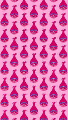 a pink wallpaper with blue and purple designs on the bottom, and an image of a