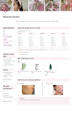 Skincare tracker | Aesthetic everyday planner | Notion template #organization Tracker Aesthetic, Skincare Tracker, Pink Notion, Organisation Planner, Notion Library, Ios Widgets, Notion Inspo, Life Planner Organization, Etsy Planner