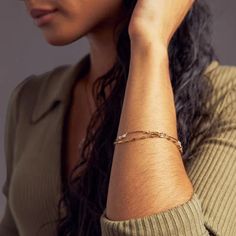 This delicate mixed metal chain and link bracelet is perfect to wear as a dainty accent piece or with a stack of your favorite bracelets. Delicate oxidized chain is accented with hand wrapped tiny moonstone and 14k gold filled beads. From our Alchemy Collection #minimalstyle #mixedmetals #handcraftedjewelry •Sterling silver and 14k gold filled •Moonstone •Length: 7.25" Bracelets Delicate, Gold Bracelet Chain, Minimal Fashion, Alchemy, Metal Chain