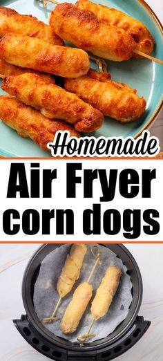 homemade air fryer corn dogs on a plate