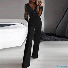 Orcajump - Mesh Powder Patchwork Jumpsuit Black Jumpsuit Outfit, Black Strapless Jumpsuit, Mesh Jumpsuit, Fest Outfits, Evening Jumpsuit, Chique Outfits, Christmas Party Outfit, Exude Confidence, Jumpsuit Elegant